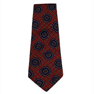 COACH Vintage 90s Mens Tie Red Blue Geometric Medallion 100% Italian Silk